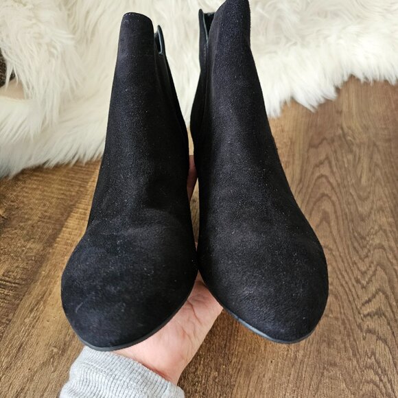 Via Spiga Kenzie Suede Covered Wedge Pull On Ankle Boots Booties, 6, Black - Picture 5 of 11